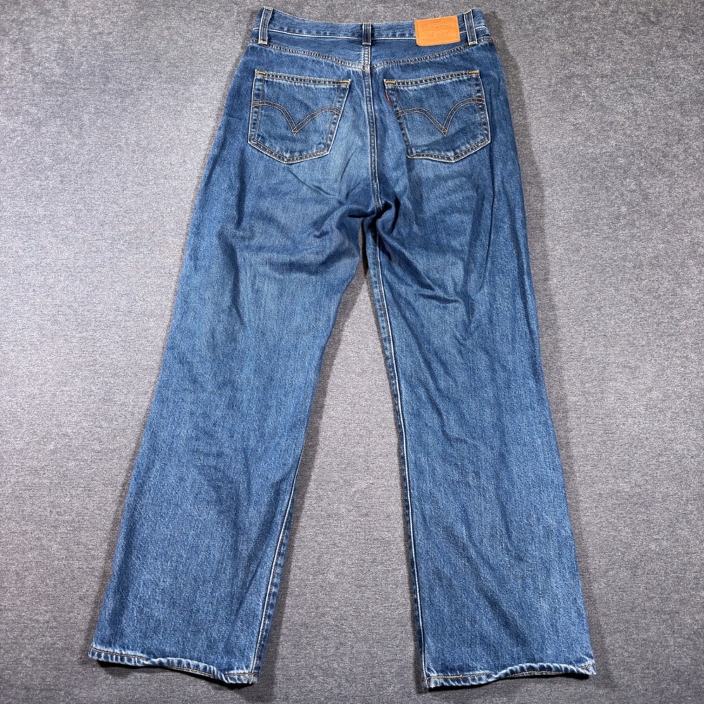 Levi's Ribcage Straight Jeans Women 26 Blue High Rise Button Fly Denim Pants - Picture 4 of 10